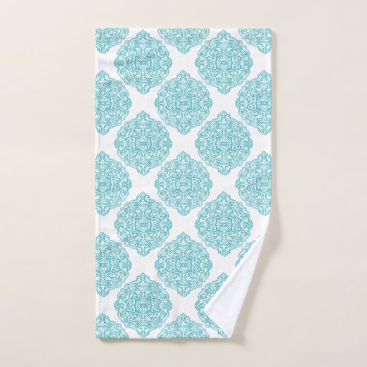 Turquoise Damask Bad Handdoek (Handdoek)