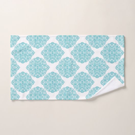 Turquoise Damask Bad Handdoek (Handdoek)