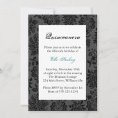 Turquoise Damask Birthday Invitation Kaart (Voorkant)