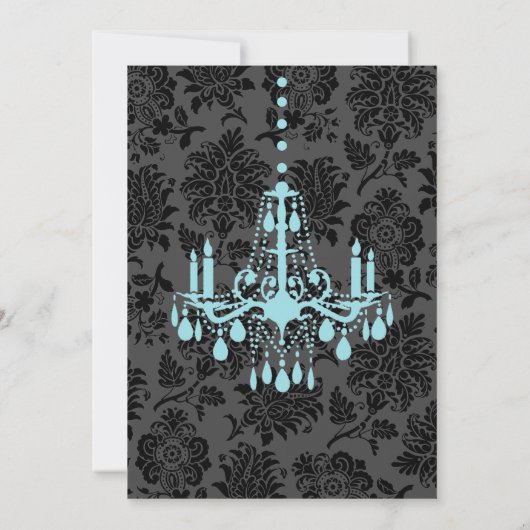 Turquoise Damask Birthday Invitation Kaart (Achterkant)