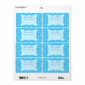 Turquoise Damask Boy Baby shower - Label Aangepast (Full Sheet)