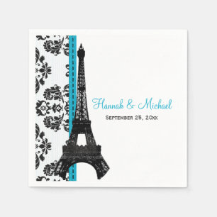TURQUOISE Damask Eiffeltoren bruiloft Servet