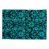 Turquoise Damask Floral Pattern Kussensloop (Achterkant-Links)