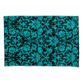 Turquoise Damask Floral Pattern Kussensloop (Voorkant-Links)