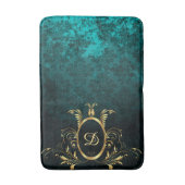 Turquoise Damask gold Lijst Gepersonaliseerd Badmat (Voorkant Verticaal)