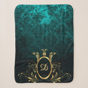 Turquoise Damask gold Lijst Gepersonaliseerd Sherpa Deken