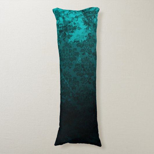 Turquoise Damask-ontwerp Lichaamskussen (Voorkant Verticaal)