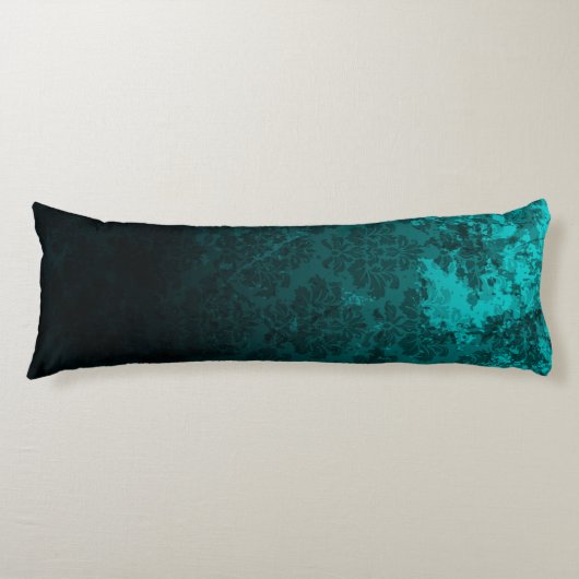 Turquoise Damask-ontwerp Lichaamskussen (Voorkant)