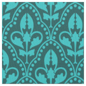 Turquoise Damask Pattern Fabric Stof (Close Up)