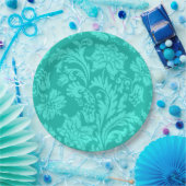 Turquoise damask print papieren bordje (Feest)