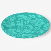 Turquoise damask print papieren bordje (Gekanteld)