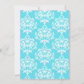 Turquoise Damask Quinceañera Uitnodiging (Achterkant)
