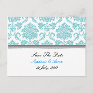 Turquoise Damask slaat het Briefkaart Date op