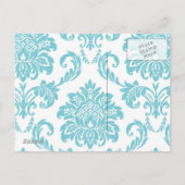 Turquoise Damask slaat het Briefkaart Date op (Achterkant)
