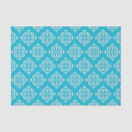 Turquoise Damask Tissuepapier (Voorkant)