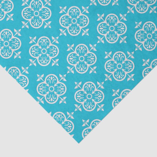 Turquoise Damask Tissuepapier (Detail)