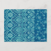 Turquoise Damask Trouwtafel Nummer Kaart Recepti (Achterkant)