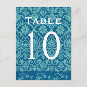 Turquoise Damask Trouwtafel Nummer Kaart Recepti
