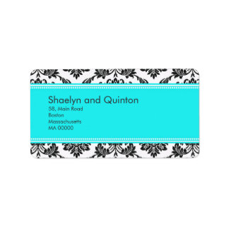 Turquoise Damask Wedding Adresetiketten Etiket