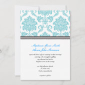 Turquoise Damask Wedding Invitation Kaart (Voorkant)