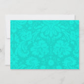 Turquoise Damask Wedding Invitations Kaart (Achterkant)