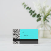 Turquoise Damask Wedding Plaatskaarten Plaatskaartje (Staand voorkant)