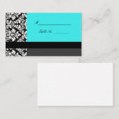 Turquoise Damask Wedding Plaatskaarten Plaatskaartje (Voorkant / Achterkant)