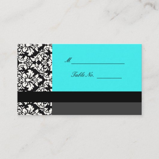 Turquoise Damask Wedding Plaatskaarten Plaatskaartje (Voorkant)