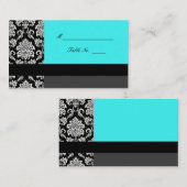 Turquoise Damask Wedding Plaatskaarten Plaatskaartje (Voorkant / Achterkant)