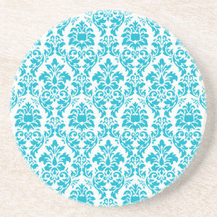 Turquoise Damask Zandsteen Onderzetter