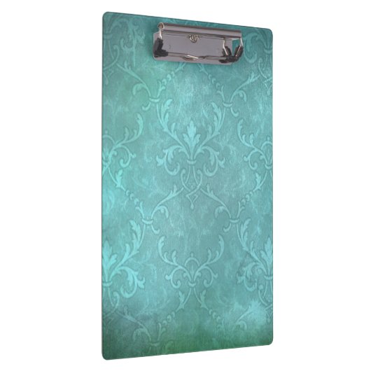  turquoise damast blauwgroen  patroon klembord (Rechts)