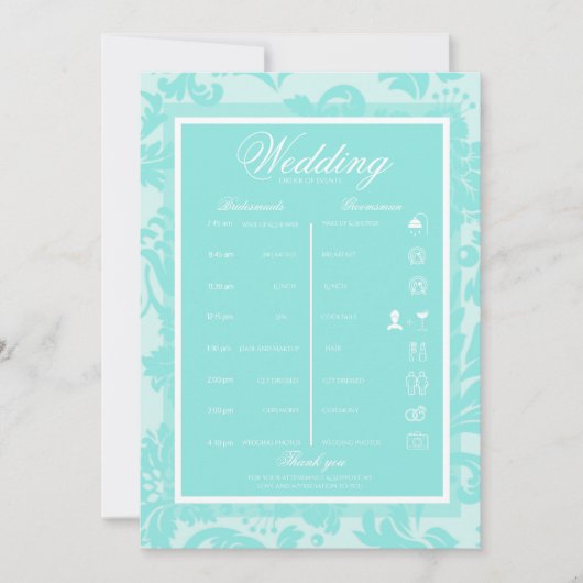 Turquoise damast routebeschrijving routebeschrijvi kaart (Voorkant)