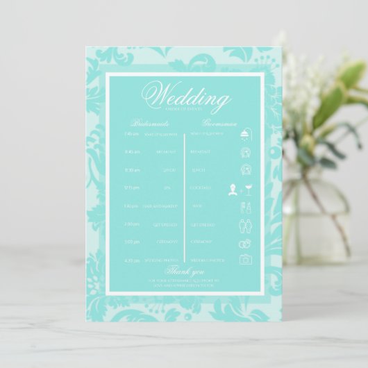 Turquoise damast routebeschrijving routebeschrijvi kaart (Staand voorkant)