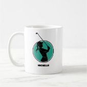Turquoise Dames Golf Silhouet Koffiemok (Links)