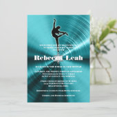 Turquoise Dance Danser Bat Mitzvah Kaart (Staand voorkant)