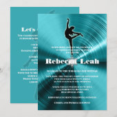 Turquoise Dance Danser Bat Mitzvah Kaart (Voorkant / Achterkant)