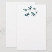 Turquoise Dancing Dragonfly Briefpapier (Voorkant / Achterkant)