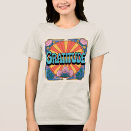 Turquoise Dankbaarheid Art Nouveau Havermout Tri-Blend Shirt