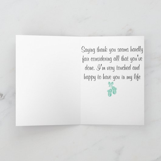 Turquoise dansleraar bedankkaart (Binnen)