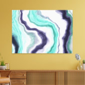 Turquoise, Dark Blue en White Marble Agate Swirls Canvas Afdruk (Insitu (Woonkamer))