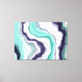 Turquoise, Dark Blue en White Marble Agate Swirls Canvas Afdruk (Voorkant)