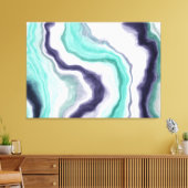 Turquoise, Dark Blue en White Marble Agate Swirls Canvas Afdruk (Insitu (Woonkamer))