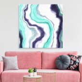 Turquoise, Dark Blue en White Marble Agate Swirls Canvas Afdruk (Insitu (Woonkamer))