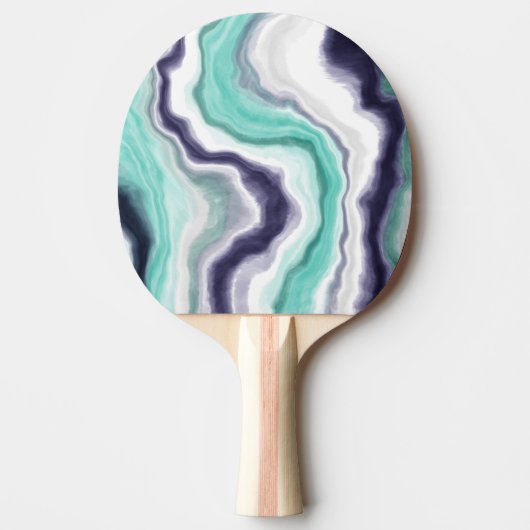 Turquoise, Dark Blue en White Marble Agate Swirls Tafeltennisbatje (Voorkant)