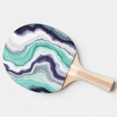 Turquoise, Dark Blue en White Marble Agate Swirls Tafeltennisbatje (Zijkant)