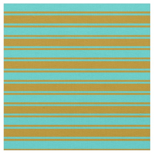Turquoise & Dark Goldenrod Lines Stof (Close Up)