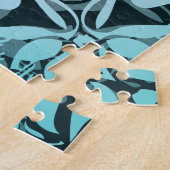 Turquoise Dark Green Damask Mandala Legpuzzel (Zijkant)