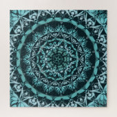 Turquoise Dark Green Damask Mandala Legpuzzel (Horizontaal)