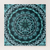 Turquoise Dark Green Damask Mandala Legpuzzel (Verticaal)
