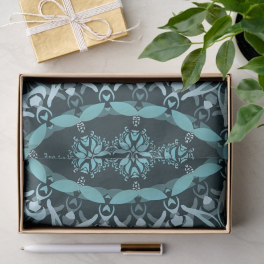 Turquoise Dark Green Damask Mandala Tissuepapier (Geschenk)